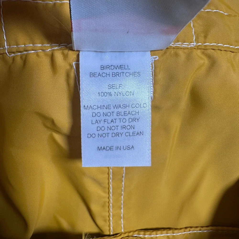 Birdwell Beach Britches Board Shorts Mustard Yellow Mens 40 Surf Trunks USA Made